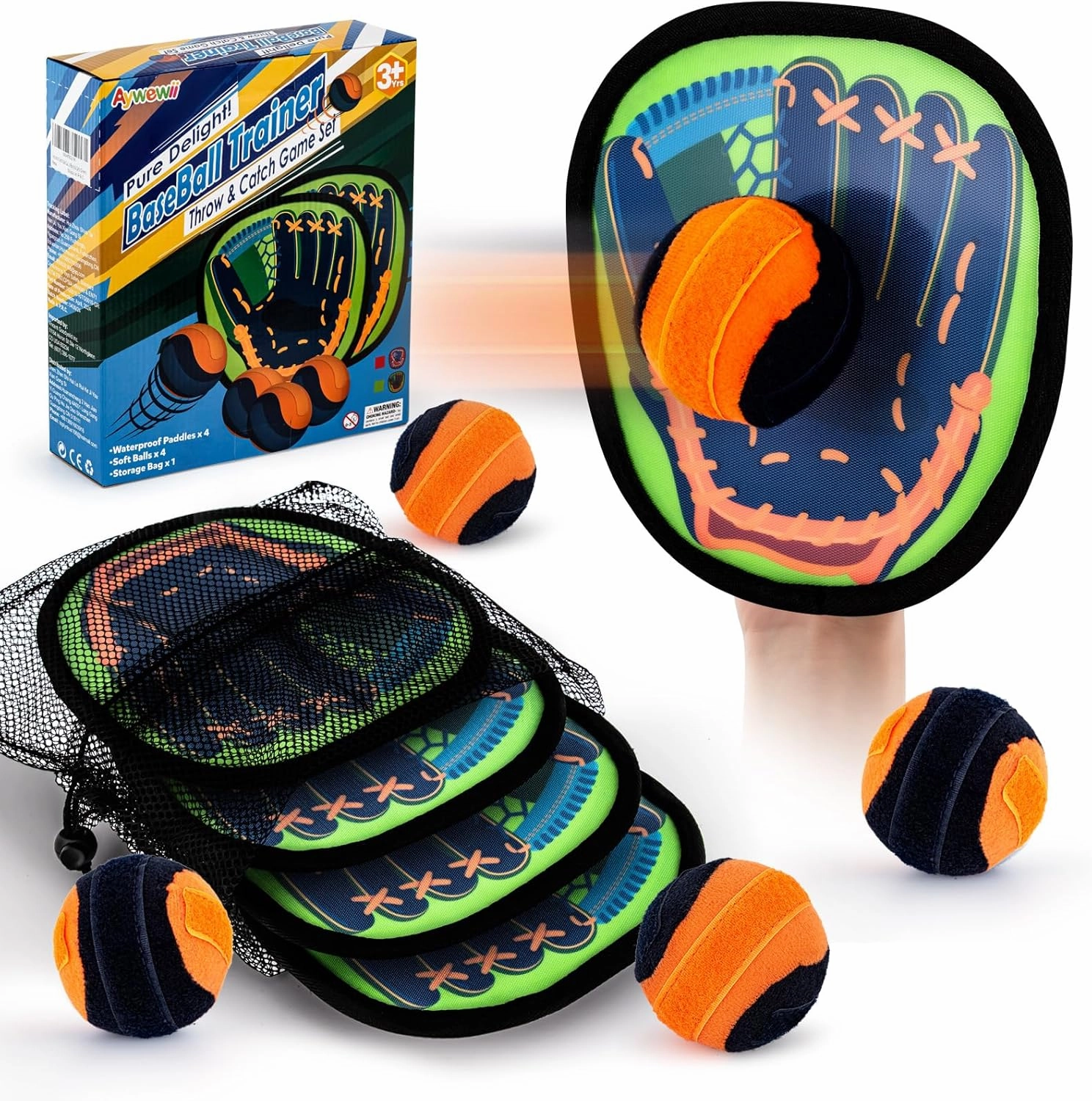 Aywewii Toss and Catch Ball Game Outdoor Beach Pool Toys for 3 4 5 6 7 8 Year Old Toddlers Boys Girls Kids Toys Birthday Gift Baseball Training Outside Lawn Camping Yard Games