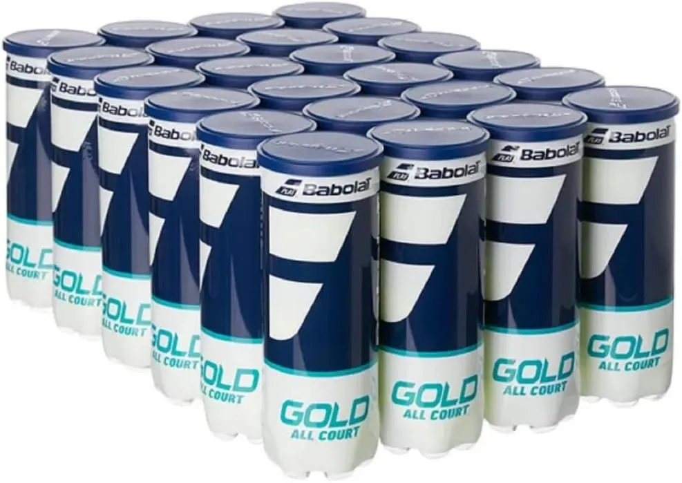 Babolat Gold All Court Tennis Balls, 24 Cans | 72 Balls (3 Balls/Can)