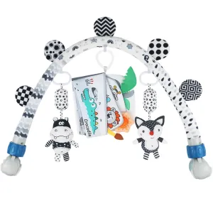 Baby Activity Travel Mobile Arch Bassinet Toy, Black and White High-Contrast Bouncer Toy bar, Crib Toys with Hanging Animals, Stroller Attachment(Farm)