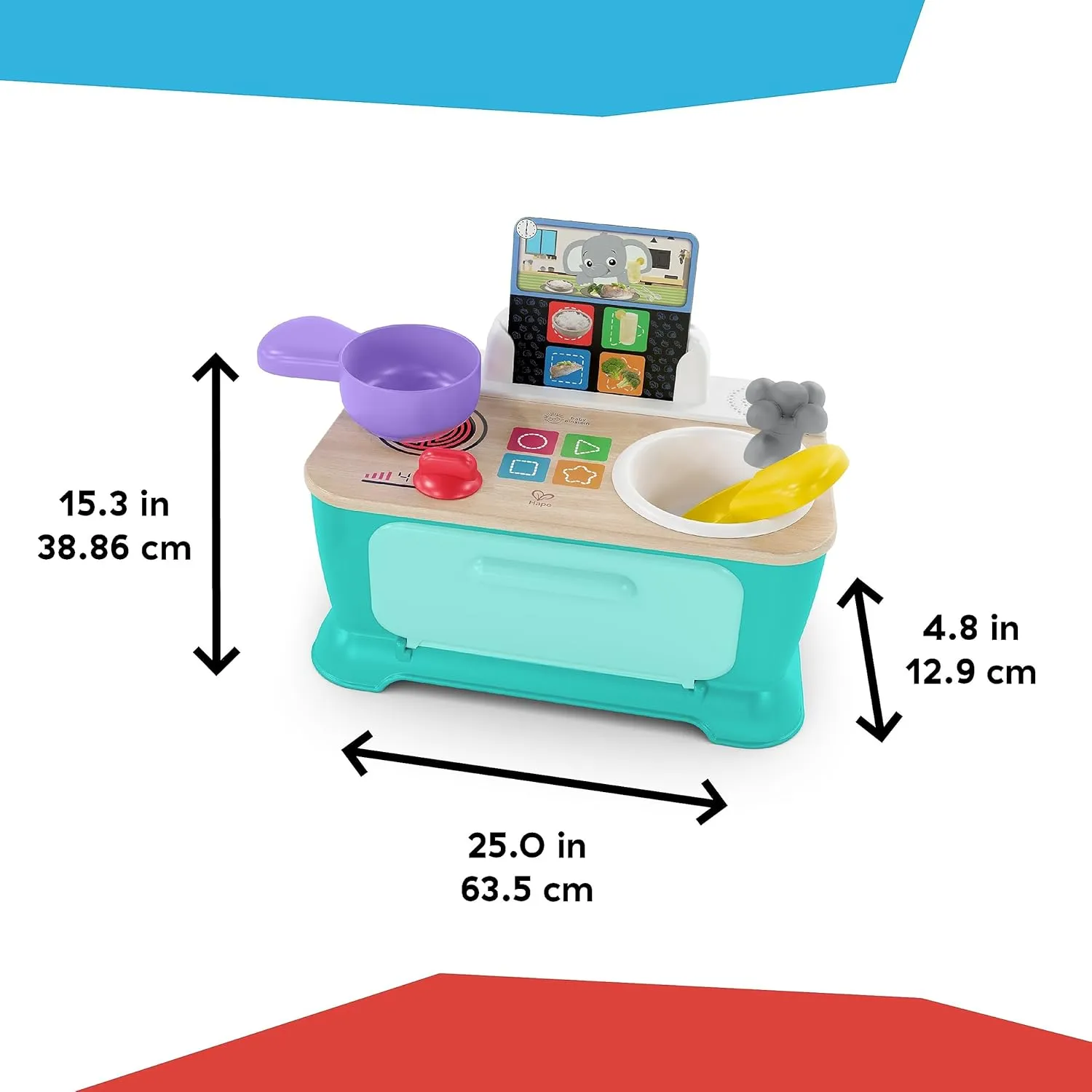 Baby Einstein   Hape Magic Touch Kitchen Play Toy Cooking Stove Set with Real Sounds and Music, Fine Motor Skill Development, Ages 1, 2, 3, 4 