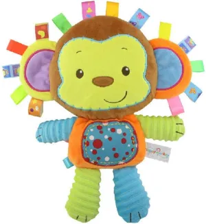 Baby Tags Plush Toy Lovey Soft Monkey Stuffed Aninaml Pacify Doll Soothing Sensory Taggy Toy Great Gift for Newborn/Infant/Toddler