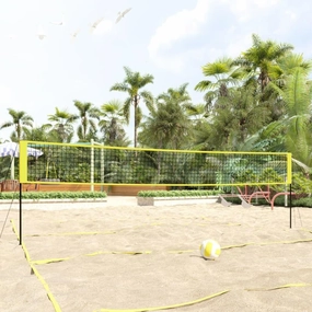 Backyard Fun: Durable Volleyball Net Set with Carrying Bag and Pump, PE Fabric, 324" x 96.1", Black and Yellow