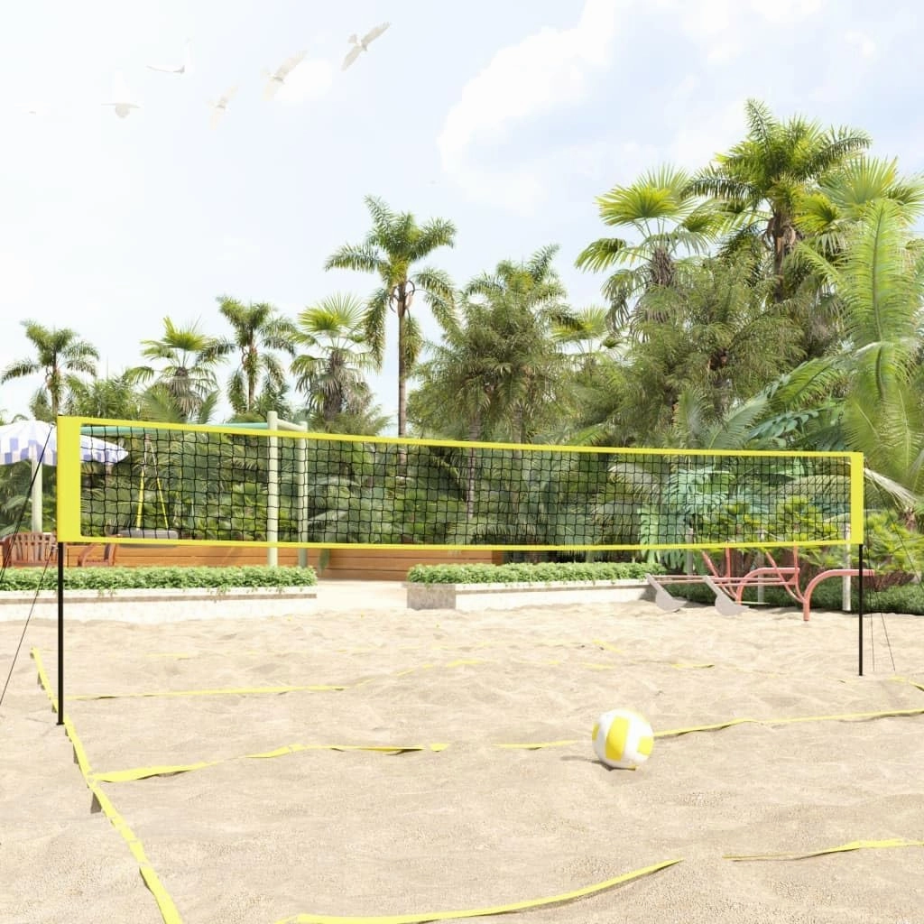 Backyard Fun: Durable Volleyball Net Set with Carrying Bag and Pump, PE Fabric, 324" x 96.1", Black and Yellow