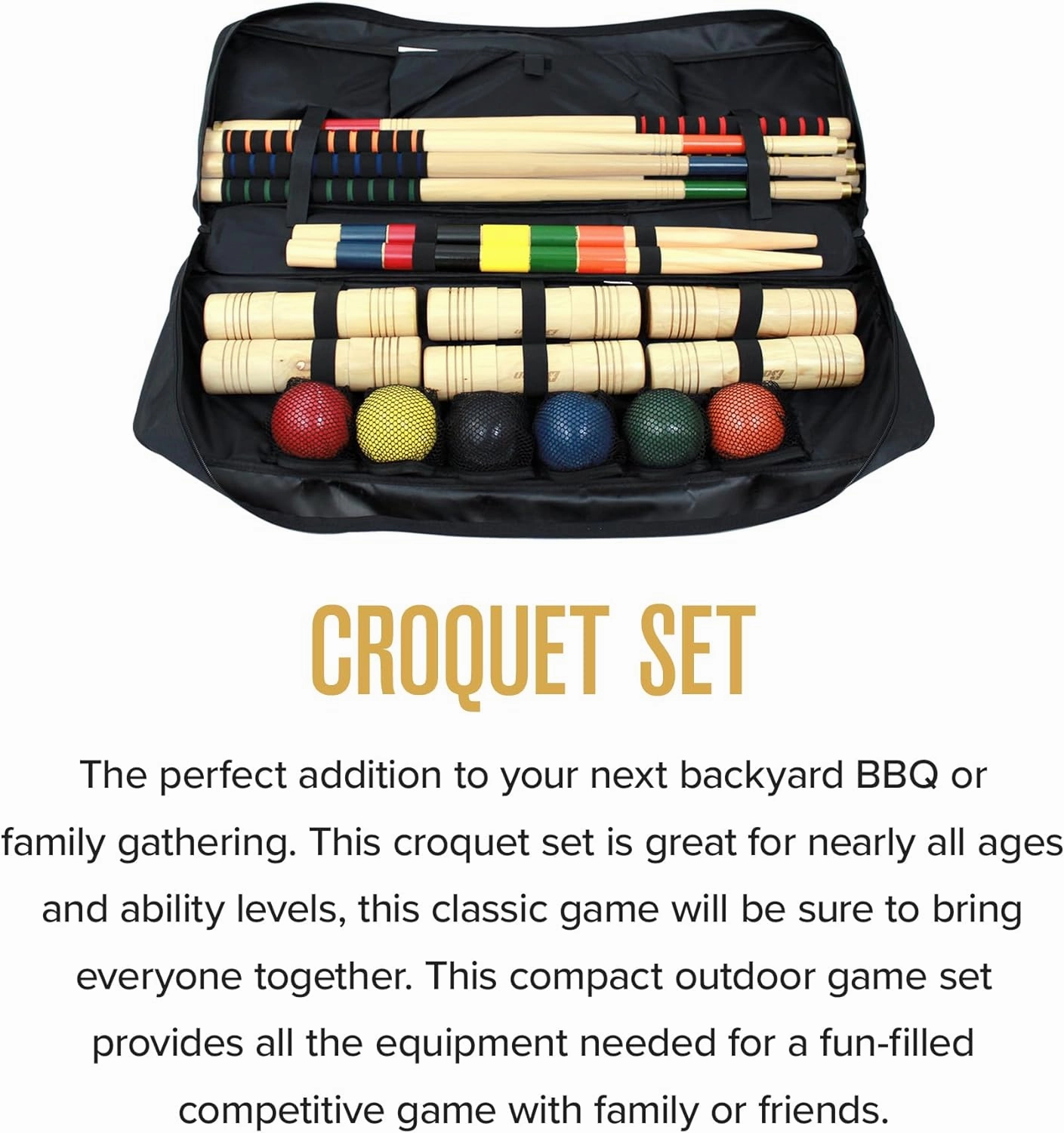 Baden 6-Player Champions Croquet Set with Soft Grip Handles Medium