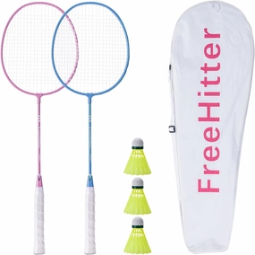 Badminton Racket Set with Carrying Bag for Backyard Games 2 Players with 2 Badminton Rackets 3 Shuttlecocks ; 4 Players with 4 Rackets, 6 Bridies Lightweight Training Beginners Pink& Blue