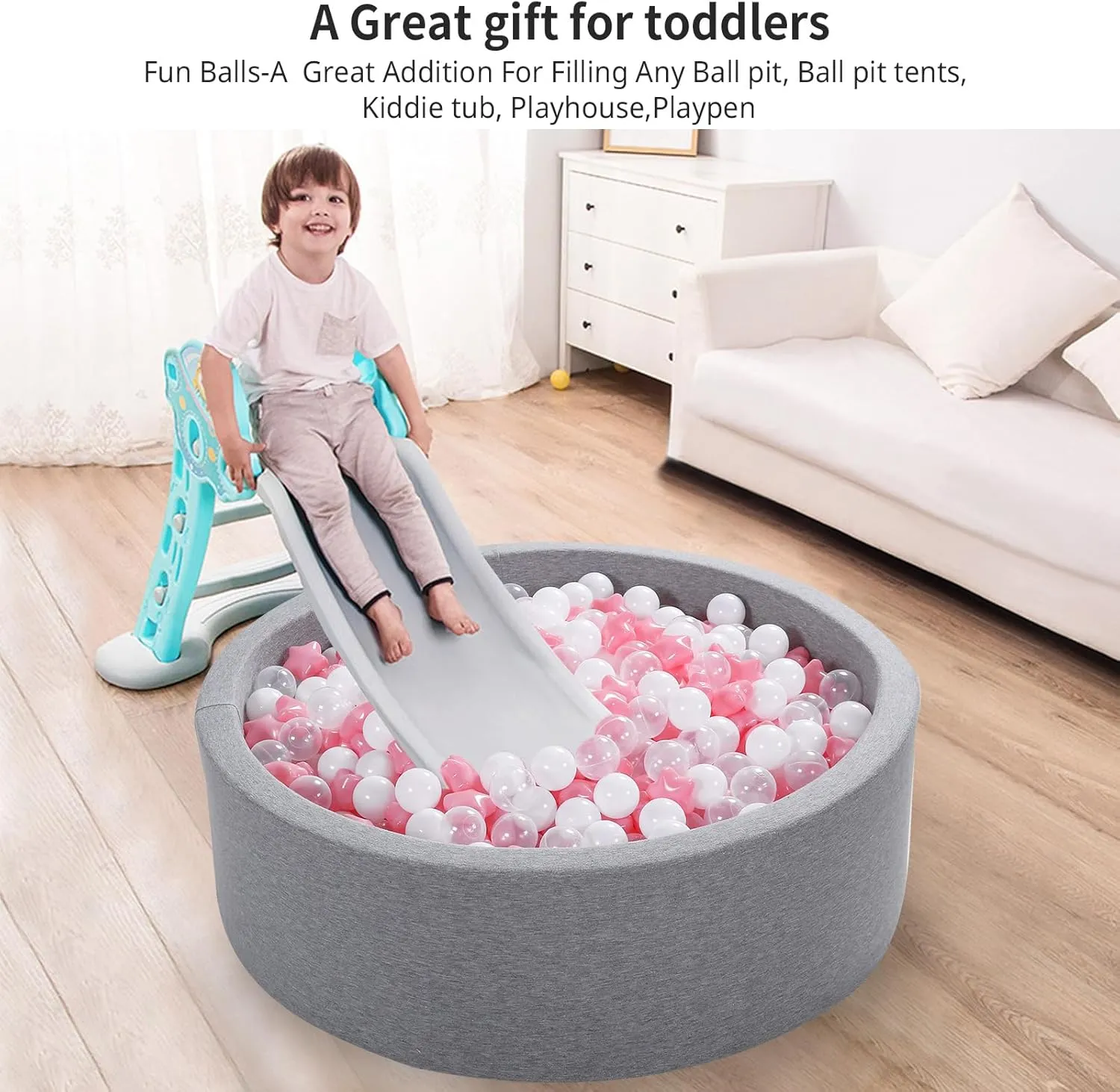 Ball Pit Balls and Stars, 100 200 500 Pieces Plastic Toy Balls for Kids Toddllers Baby Girls Ball Pits, Bounce House, Play Tent, Baby Pool Water Toys,Party Banner Props