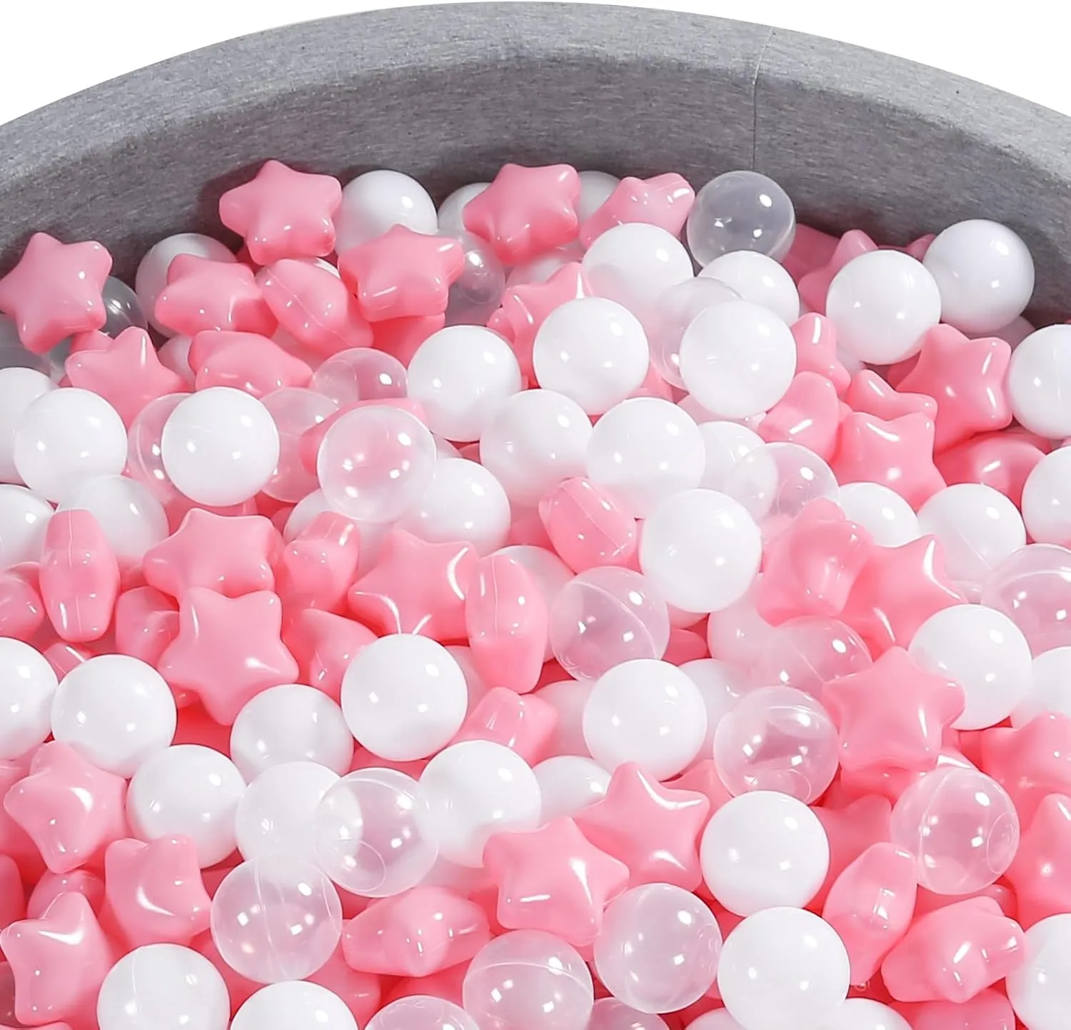 Ball Pit Balls and Stars, 100 200 500 Pieces Plastic Toy Balls for Kids Toddllers Baby Girls Ball Pits, Bounce House, Play Tent, Baby Pool Water Toys,Party Banner Props