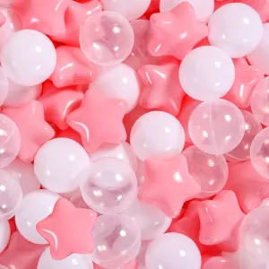 Ball Pit Balls and Stars, 100 200 500 Pieces Plastic Toy Balls for Kids Toddllers Baby Girls Ball Pits, Bounce House, Play Tent, Baby Pool Water Toys,Party Banner Props