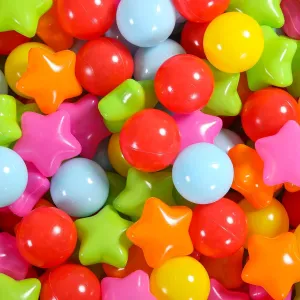 Ball Pit Balls Pack of 100 - Star and Round Set BPA Free Phthalate Free Non-Toxic Crush Proof Play Balls Soft Plastic Balls for Toddlers Baby Kids Birthday Pool Tent Party