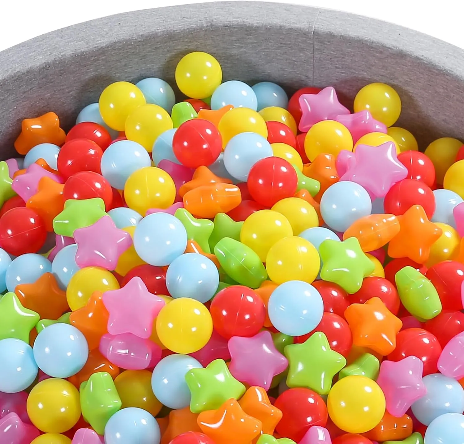 Ball Pit Balls Pack of 100 - Star and Round Set BPA Free Phthalate Free Non-Toxic Crush Proof Play Balls Soft Plastic Balls for Toddlers Baby Kids Birthday Pool Tent Party