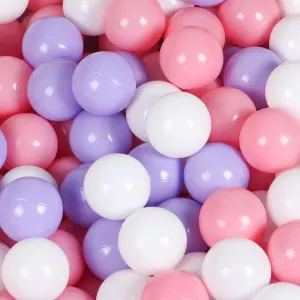 Balls for Ball Pit, Pack of 100 2.1 Inch Crush Proof, Non Toxic Plastic Balls for Babies&Todder, 3 Colour Balls for Ball Pit, Play Tent, Party Decoration (Purple, Pink&White)