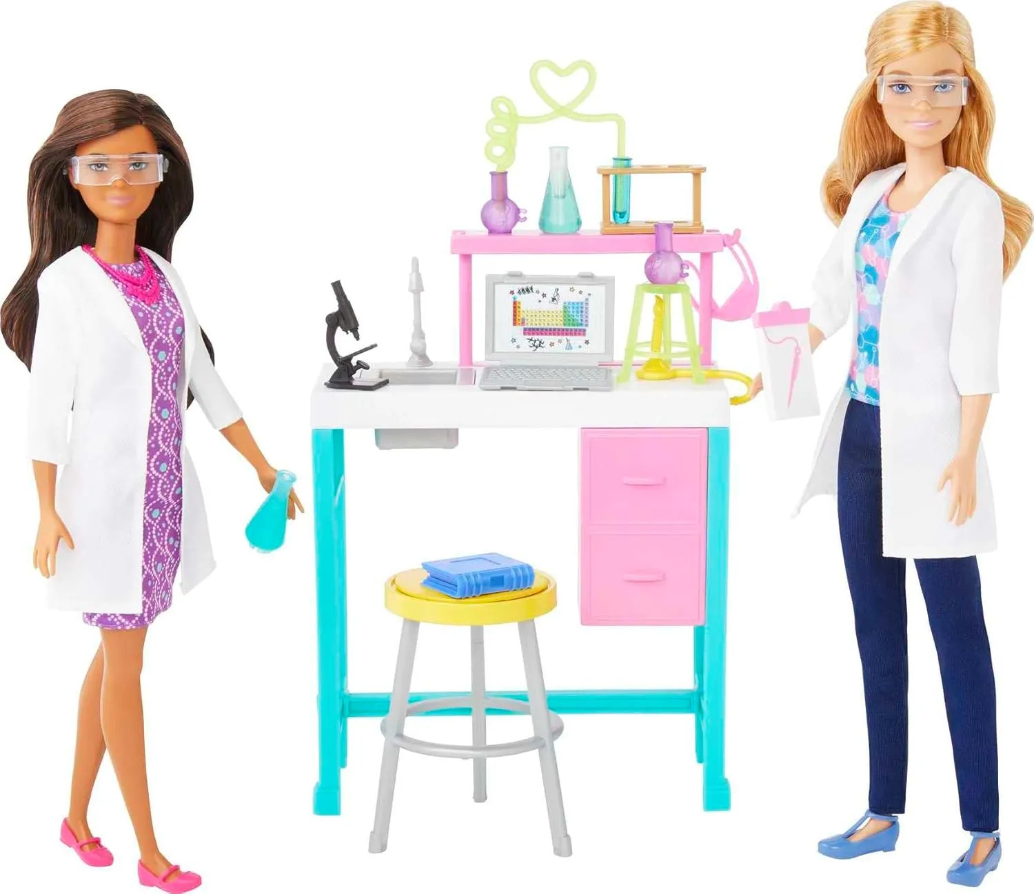 Barbie Science Lab Playset with 2 Dolls, Lab Bench and 10  Accessories