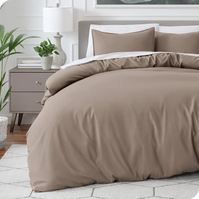 Bare Home Bedding Duvet Cover Queen Size - Premium 1800 Super Soft Collection - Lightweight, Cooling Duvet Cover - Soft Breathable Bedding (Queen, Taupe)