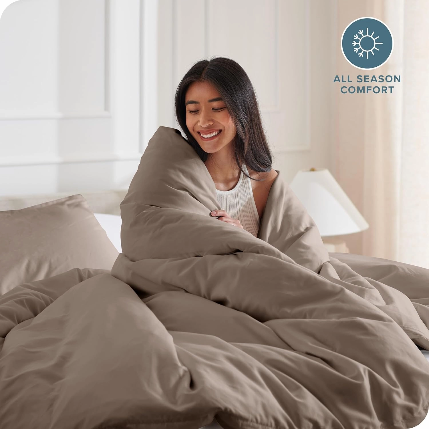 Bare Home Bedding Duvet Cover Queen Size - Premium 1800 Super Soft Collection - Lightweight, Cooling Duvet Cover - Soft Breathable Bedding (Queen, Taupe)