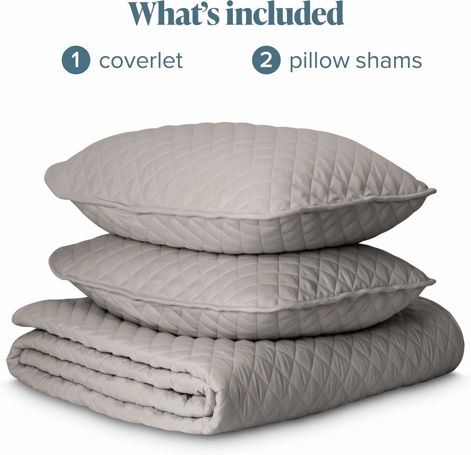Bare Home Coverlet Set - Lightweight Bed Decor - Comforter Alternative - All-Season Quilted Bedspread (Full/Queen, Light Grey)
