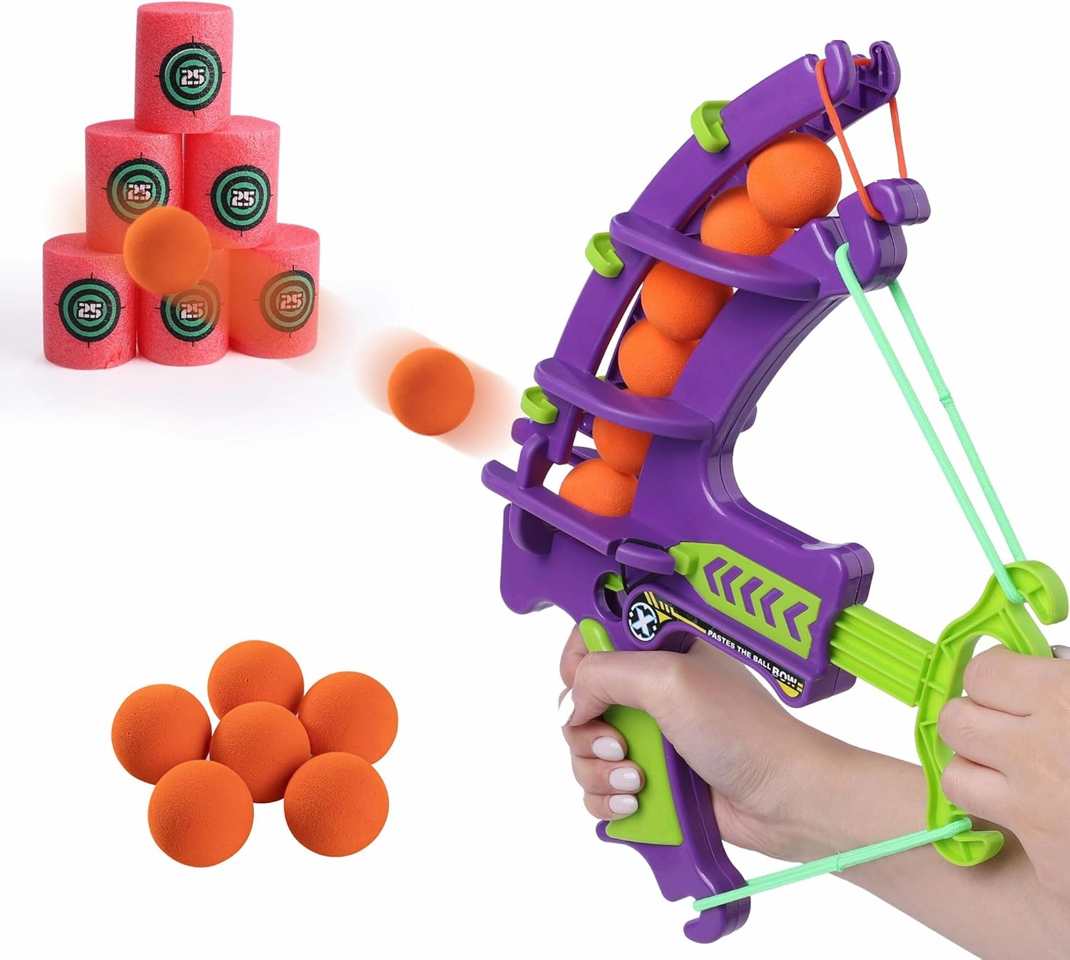 Bargifts Shooting Game Toy with 6 Foam Balls and 6 Targets, Foam Bow and Arrow Set Toy, Indoor and Outdoor Toy Guns for Age 4, 5, 6, 7, 8, 9, 10  Years Old Kids to Play Games