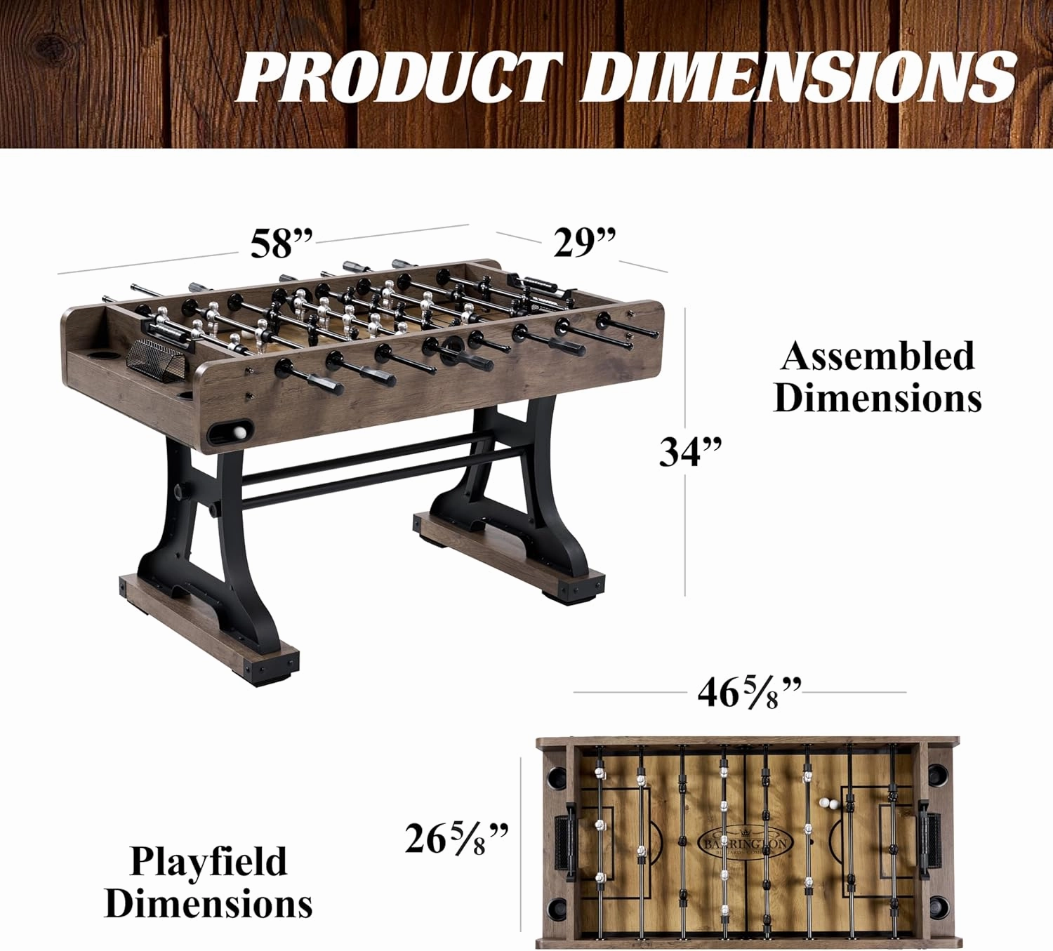 Barrington Foosball Multiple Styles Soccer Foosball Tables, Durable & Stylish Designs with Tabletop Sports Soccer Balls, Perfect for Family Game Rooms