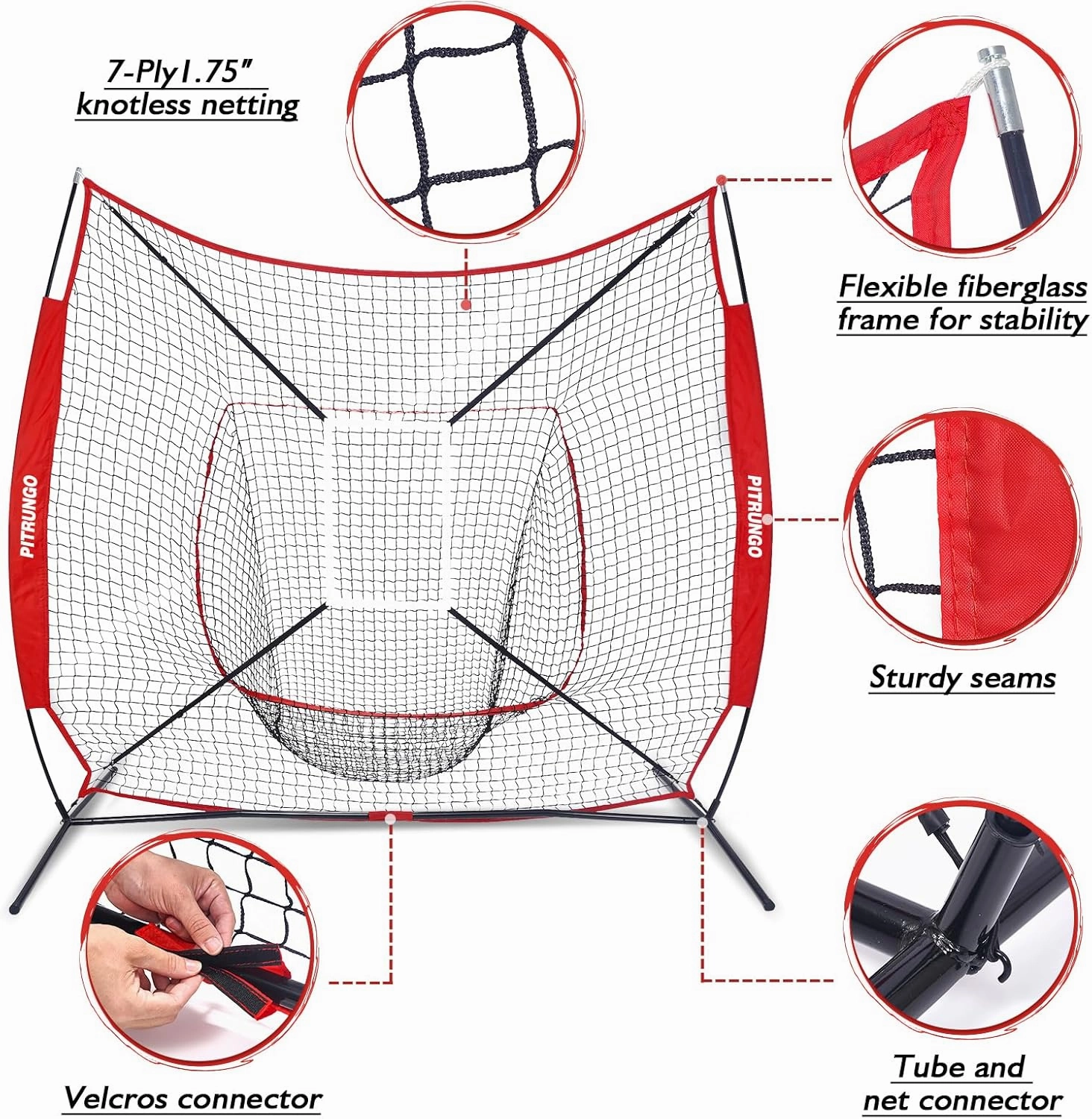 Baseball Softball Tee Batting Tee for Hitting T tee Ball Set Stand Baseball Softball Hitting Pitching Screen Net for Kids Teens Batting Net Set Training Equipment W/Carry Bag for Outdoor