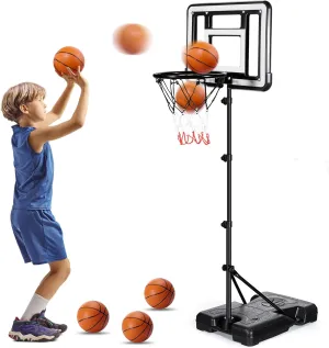 Basketball Hoop for Kids with Stand, Adjustable Height Toddler Basketball Hoop Stand, Indoor Outdoor Basketball Goal Toy with Ball Pump for 3 4 5 6 7 8 Years Old Boys Girls