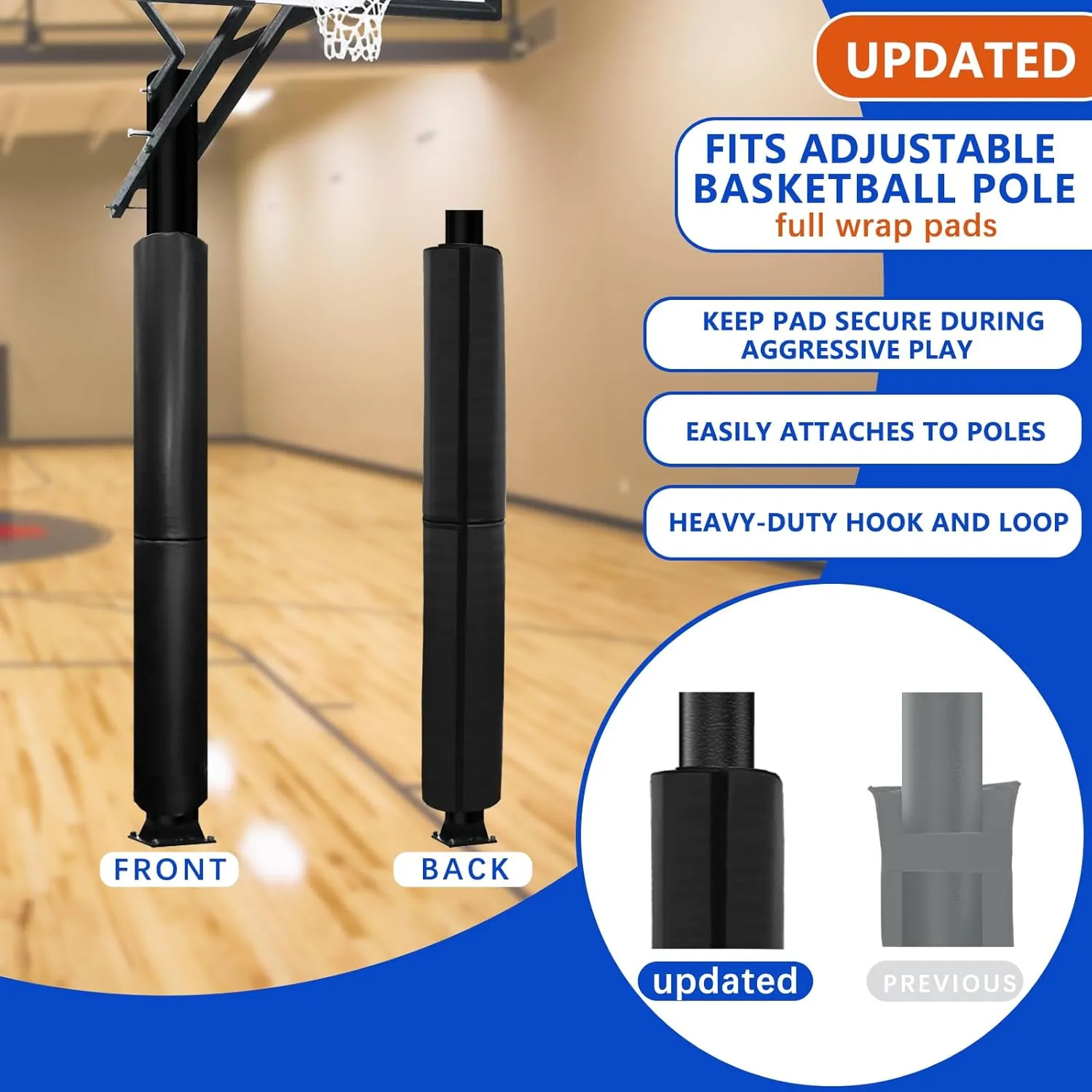 Basketball Pole Padding 72" Heavy Duty Safety Pad for 3-5" Round Poles, Waterproof & Durable – Gym, Garage, Playground Protection