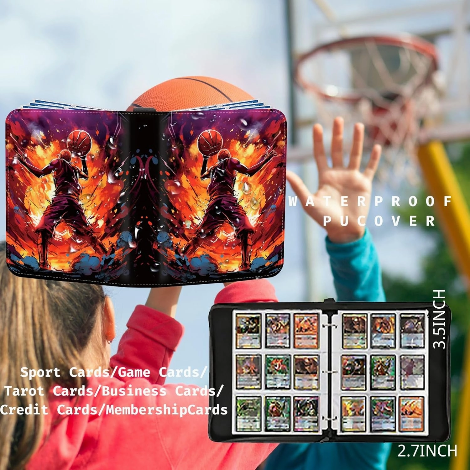 Basketball Card Binder 900 Pockets - Basketball Card Binder with Sleeves, Sports Card Binder Collectible Trading Card Albums Organizer Case Fits 900 Cards with 50 Removable for Sports Game Cards