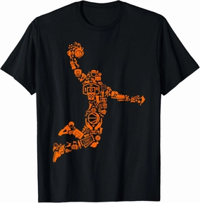 Basketball Dunk Silhouette Filled With Things T-Shirt
