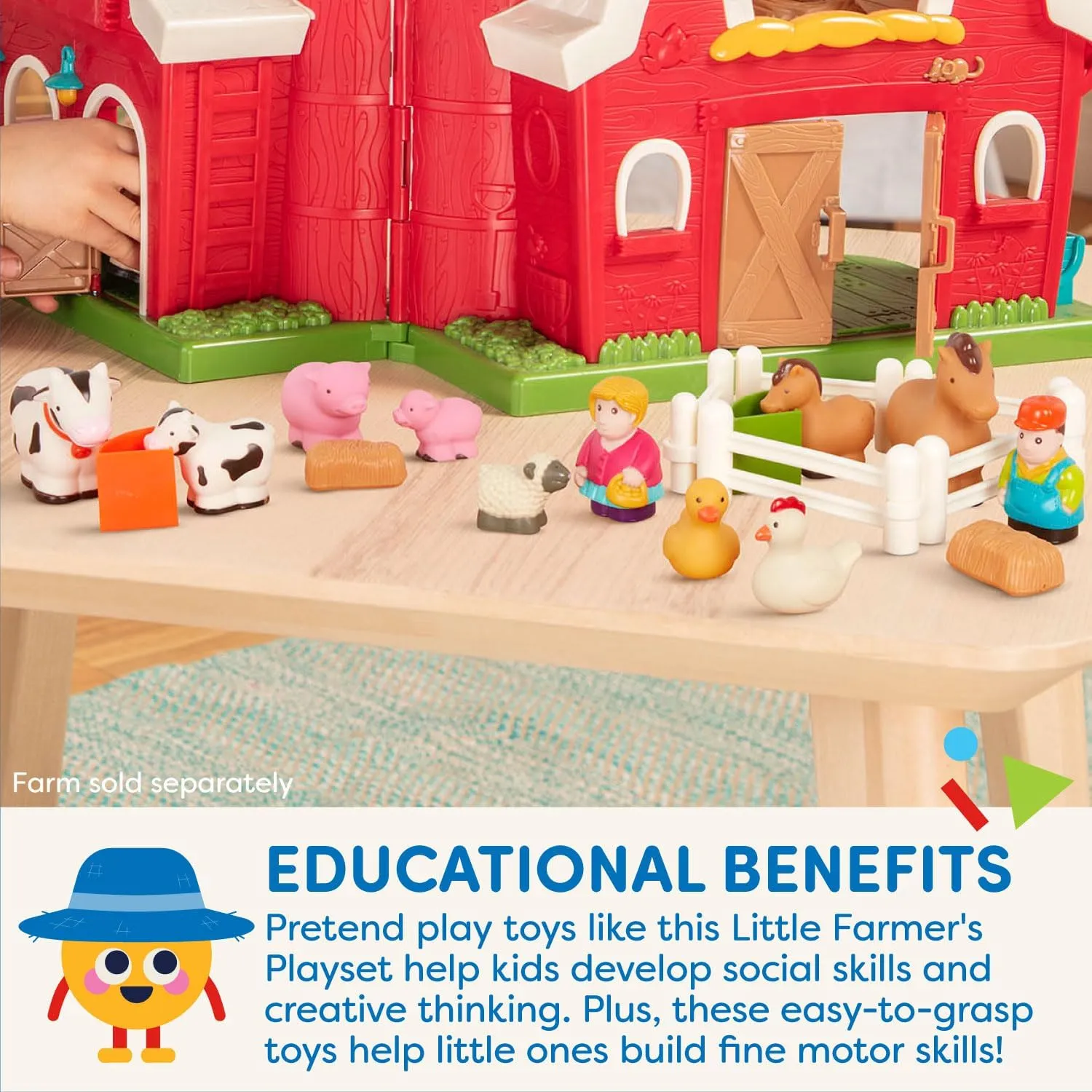 Battat Farm Animal Play Set - 25 Toy Farm Animals, Fences, Farmers, Tractor, Trailer & More for Toddlers 18 Months  - Farm Playset
