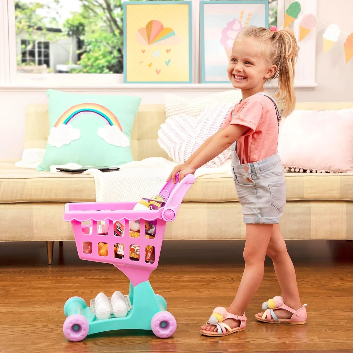 Battat- Play Circle- Shopping Cart & Grocery Set For Kids – Toy Food – Play Kitchen- Pretend Play- 3 years  