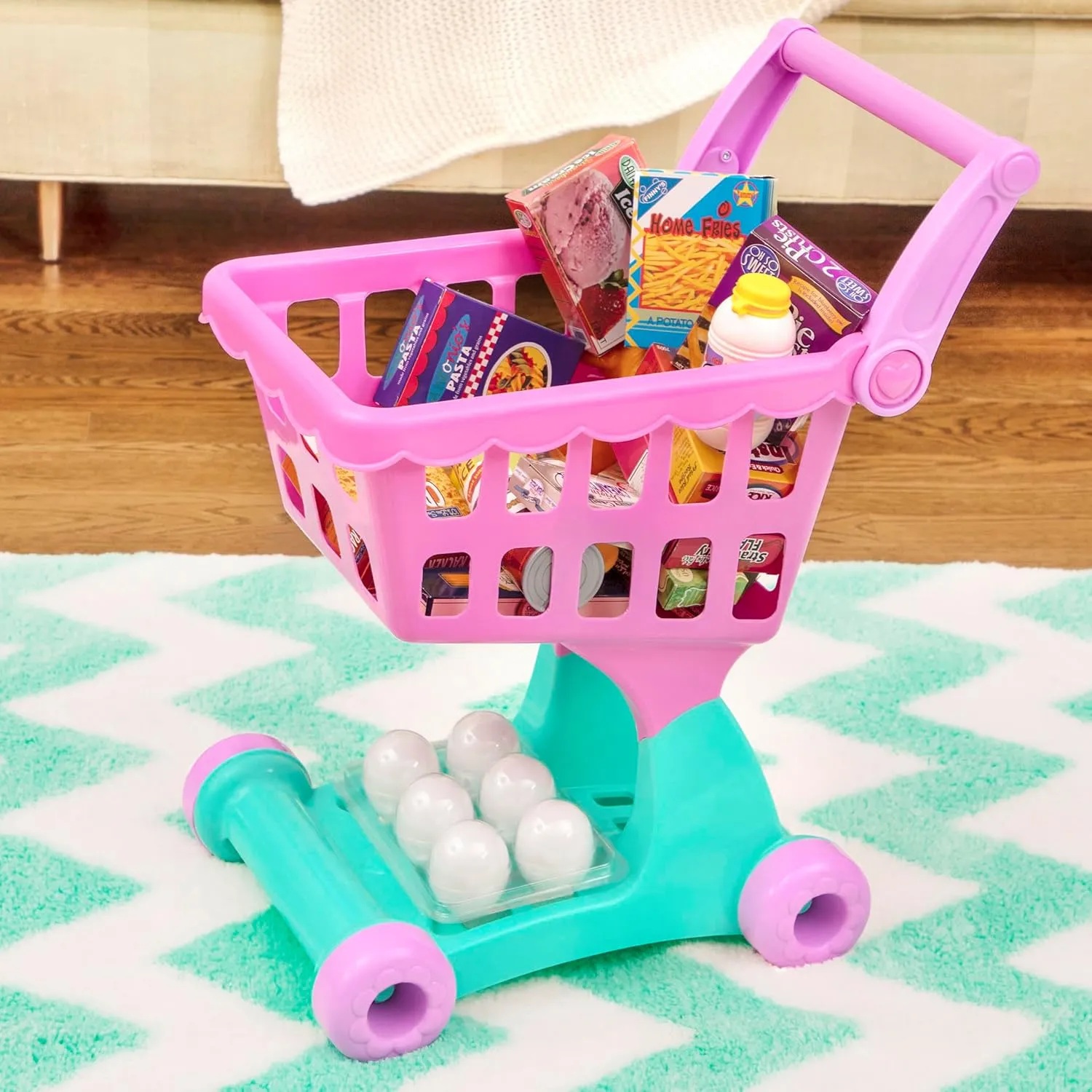 Battat- Play Circle- Shopping Cart & Grocery Set For Kids – Toy Food – Play Kitchen- Pretend Play- 3 years  