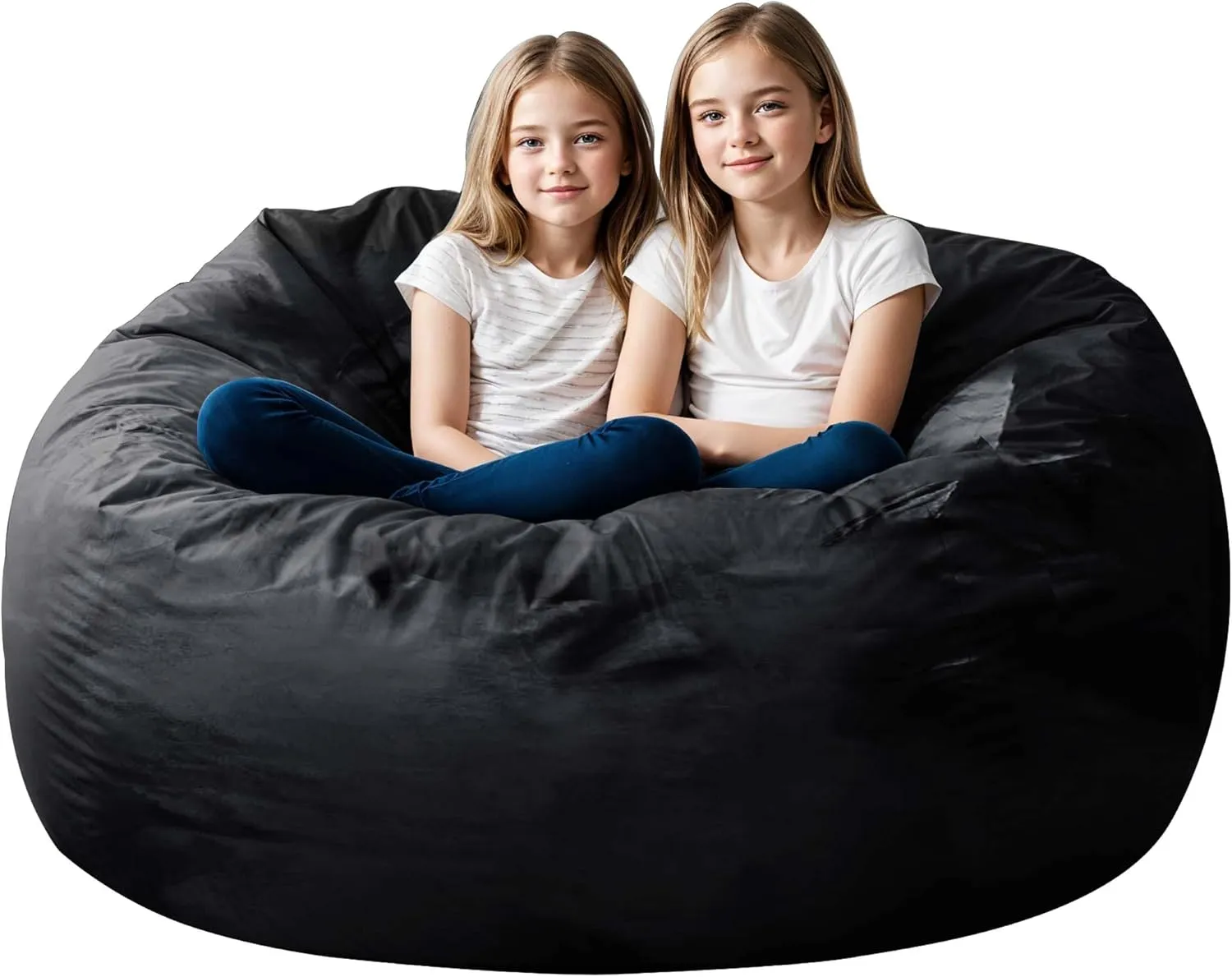 Bean Bag Chair for Adults, 4FT High-Rebound Memory Foam Bean Bag Sofa with Removable Cover, Oversized Bean Bag Couch for Gaming, Reading, and Relaxation, Black
