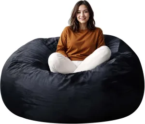 Bean Bag Chair for Adults, 4FT High-Rebound Memory Foam Bean Bag Sofa with Removable Cover, Oversized Bean Bag Couch for Gaming, Reading, and Relaxation, Black