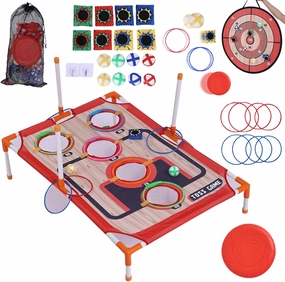 Bean Bag Toss & Ball Toss & Ring Toss Backyard Games,5-in-1 Carnival Games Set, Family Games for Kids and Adults