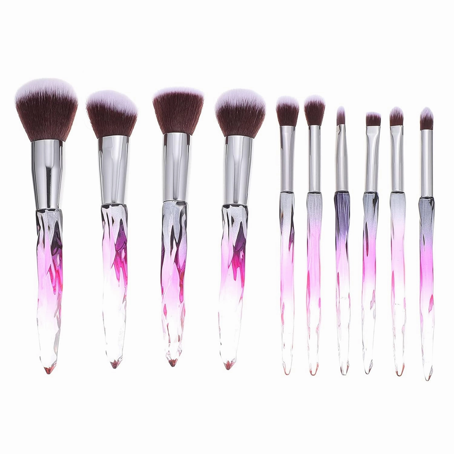 Beaupretty 10pcs Makeup Brush Set Professional Foundation Brushes for Blending Contouring and Highlighting Soft Dense Bristles Elegant Gradient Handle for Women Makeup Needs