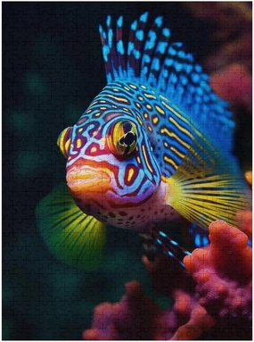 Beautiful Exotic Colorful Fish, 500 Piece Jigsaw Puzzle for Adults, Home Decor Birthday Party Gift Family Game Toy as Wall Art Decor Poster