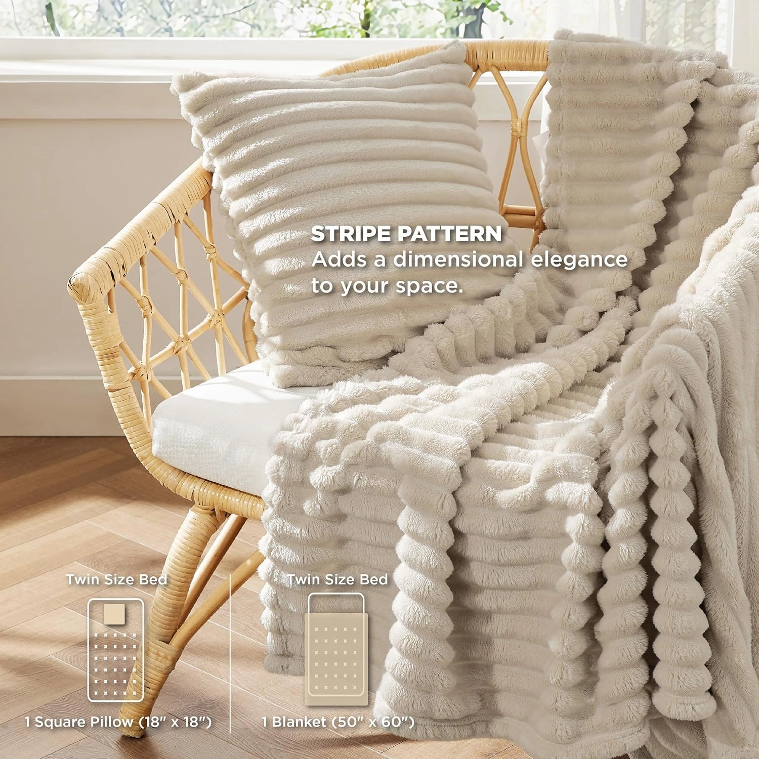 Bedsure Queen Comforter Set 5 Pieces - Bed in a Bag with Fleece Throw Blanket and Decorative Pillow, Lightweight Bedding Comforter Sets, All Season Bedding, Khaki