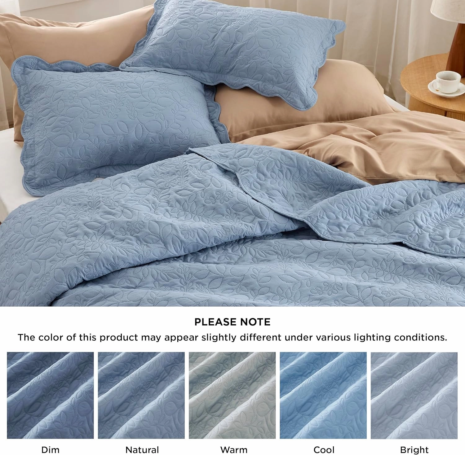 Bedsure Quilts Queen Size - Ultra Soft Pre-Washed Bedspread - Lightweight Mountain Spring Comforter with 2 Pillow Shams - Summer Bedding Set with Leaf Design 90x96 Inch