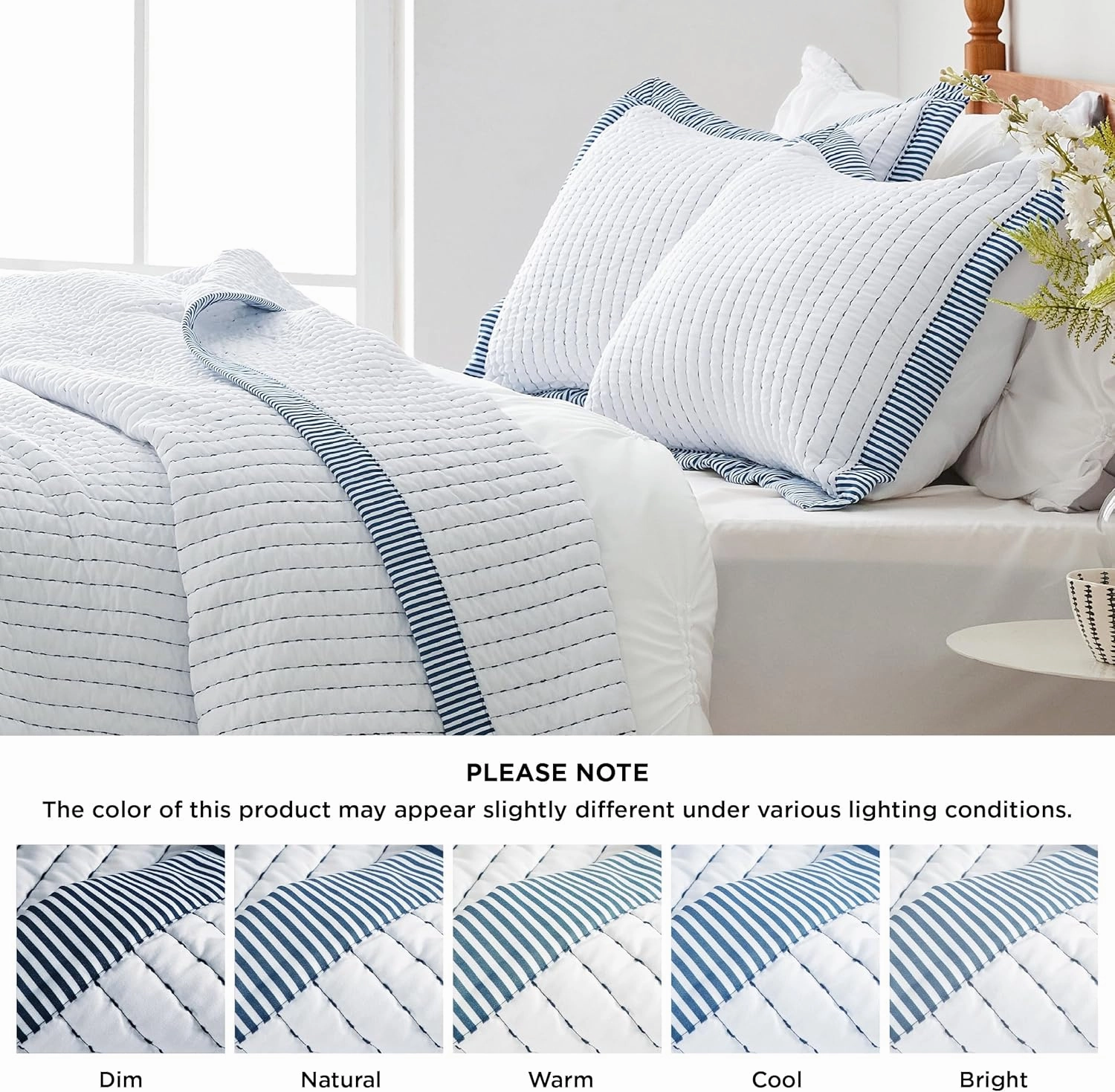 Bedsure White Quilts Queen Size - Queen Quilt Bedding Set Bedspread Coverlet, Lightweight Corduroy Pattern Bedspread, 3-Piece Set with 90"x96" Coverlet & 2 Pillow Shams, All-Season Soft Microfiber