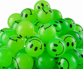 Bedwina Bulk Bouncy Balls Glow in The Dark - 144 Pcs (1inch / 27mm) Diameter, High Bouncing, Small Rubber Smile Face Bouncing Balls for Kids, Vending Machines, Party Favor