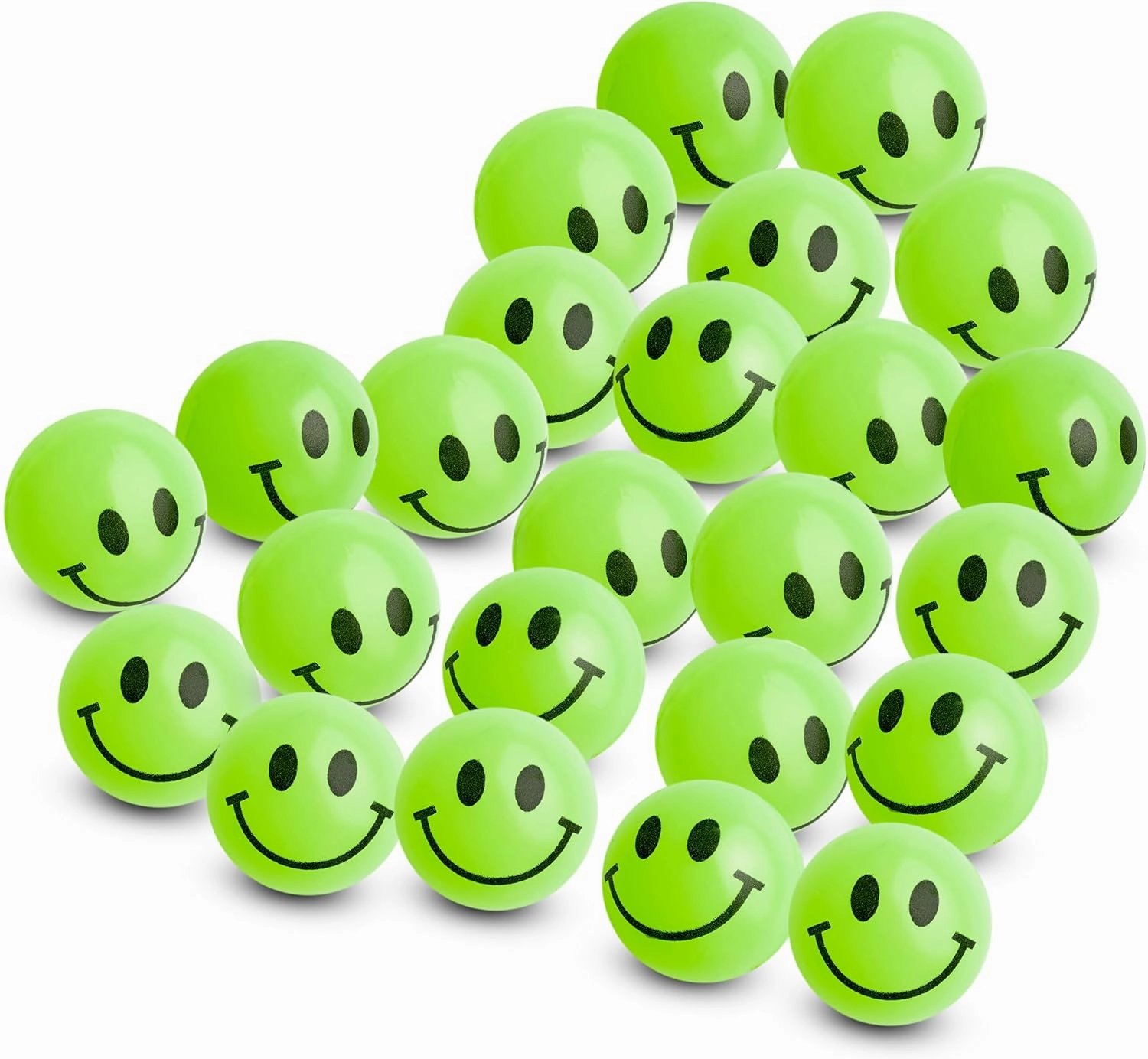 Bedwina Bulk Bouncy Balls Glow in The Dark - 144 Pcs (1inch / 27mm) Diameter, High Bouncing, Small Rubber Smile Face Bouncing Balls for Kids, Vending Machines, Party Favor