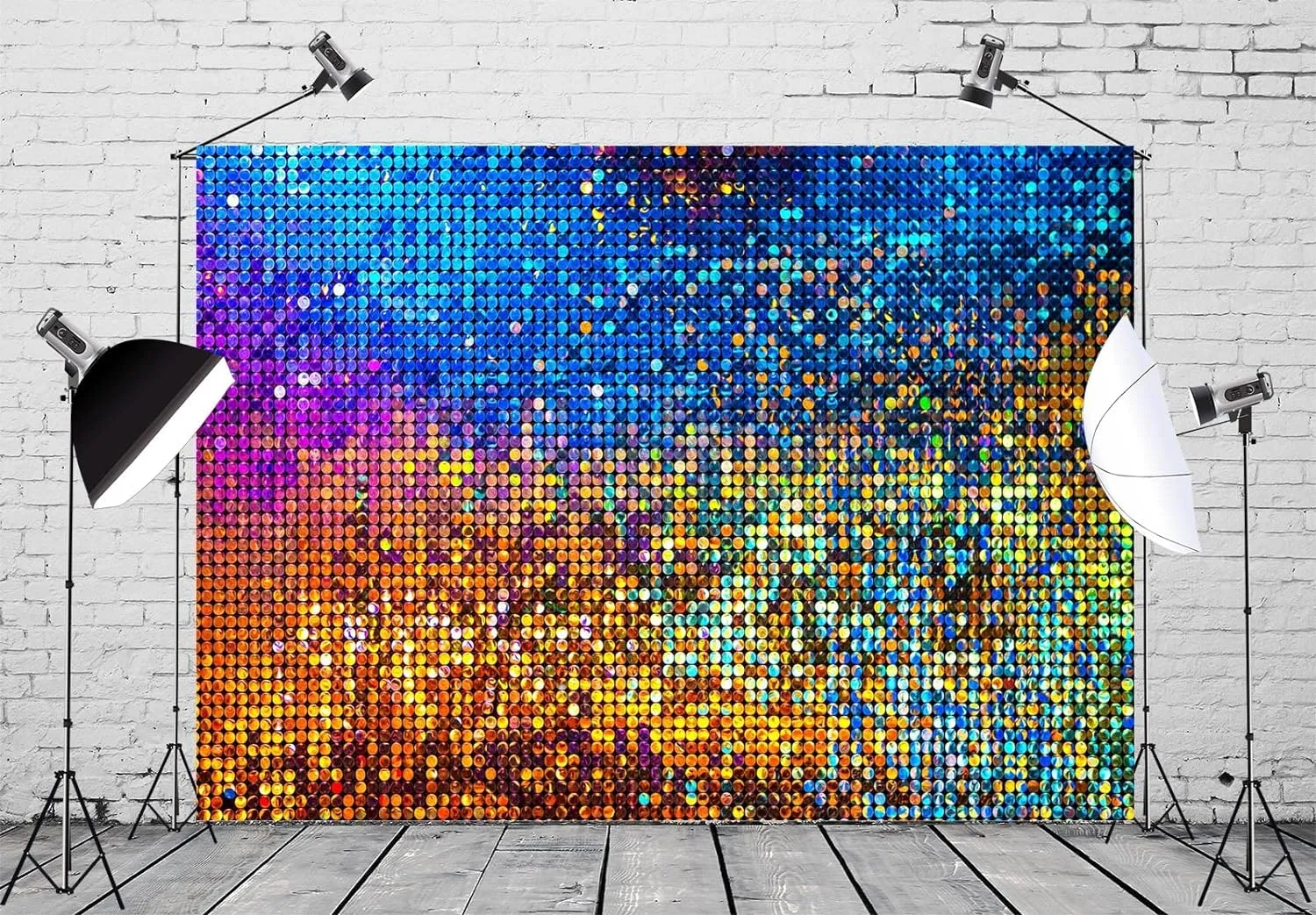 BELECO 7x5ft Fabric Abstract Glitter Disco Ball Backdrop Colorful Glitter Background Disco Theme Party Decorations Retro 70s Disco Dance Party Supplies Birthday Wedding Photoshoot Studio Props