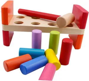 BESPORTBLE Educational Wooden Pounding Bench for Interactive Hammer for Boys Safe Fun for Early Development