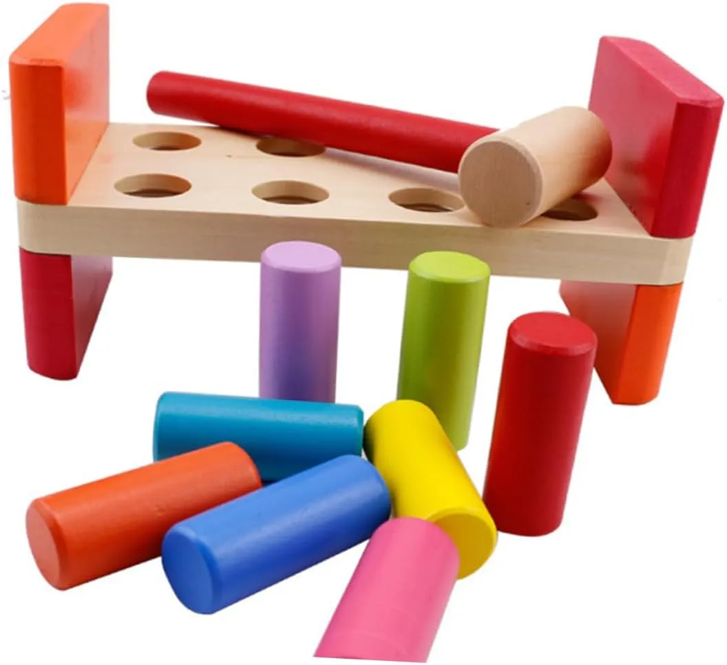BESPORTBLE Educational Wooden Pounding Bench for Interactive Hammer for Boys Safe Fun for Early Development