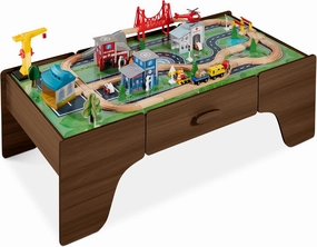 Best Choice Products Large 50in 35-Piece Train Table, Multipurpose Wooden Toy Activity Playset for Children w/Tracks, Reversible Top - Walnut