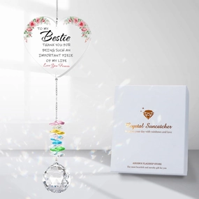 Best Friend Birthday Gifts for Women, Bestie Gifts for Female Friend BFF Soul Sisters Work Bestie, Graduation Friendship Thank You Gifts, Sun Catcher with Crystals for Indoor Window Hanging