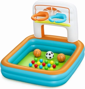 Bestway: Kick 'N Swish - 3-in-1 Multi-Use Ball Pit, 47x 42x33, Inflatable Sports Activitiy Center, Basketball-Soccer-Ball Pit, Indoor-Outdoor Kids 2 