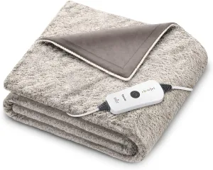 Beurer HD71N Lux Heated Blanket, Microplush Electric Blanket with 4 Temperature Settings, Heated Throw Blanket, Overheat Protection, Machine Washable Heating Blanket, Auto Shut-Off, 50 x 60 in.