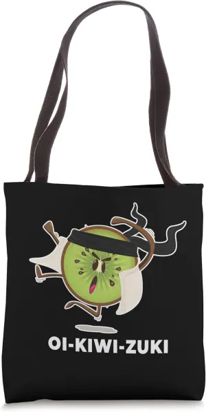 Black Belter Karate Kiwi doing a Oi Kiwi Zuki Kick Tote Bag