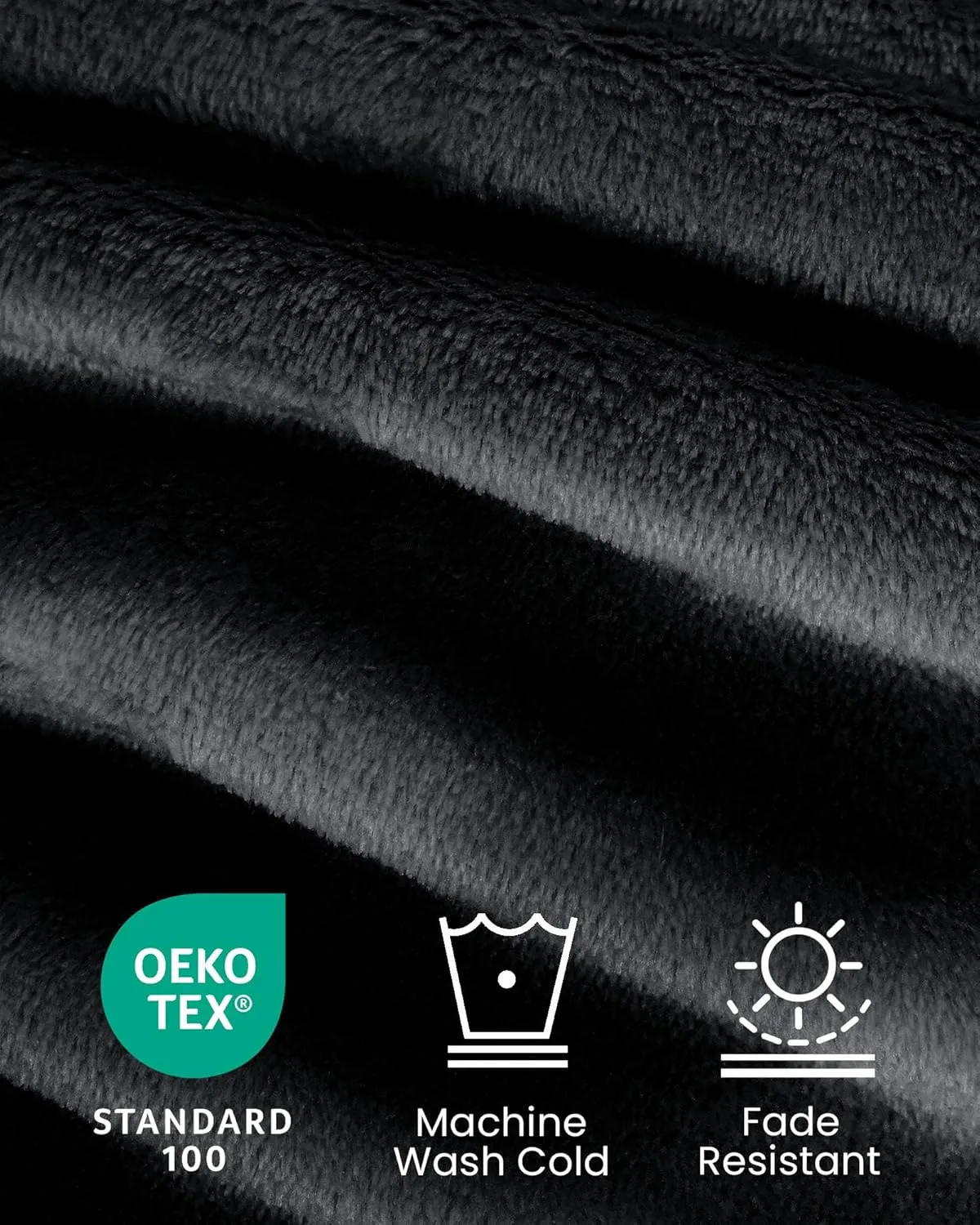 Black Fleece Blanket Queen Size, Soft Cozy Blankets for Bed and Couch, Machine Washable Luxury Microfiber, Lightweight Portable Plush Blanket for Travel, Camping, Pets, Women, Adults