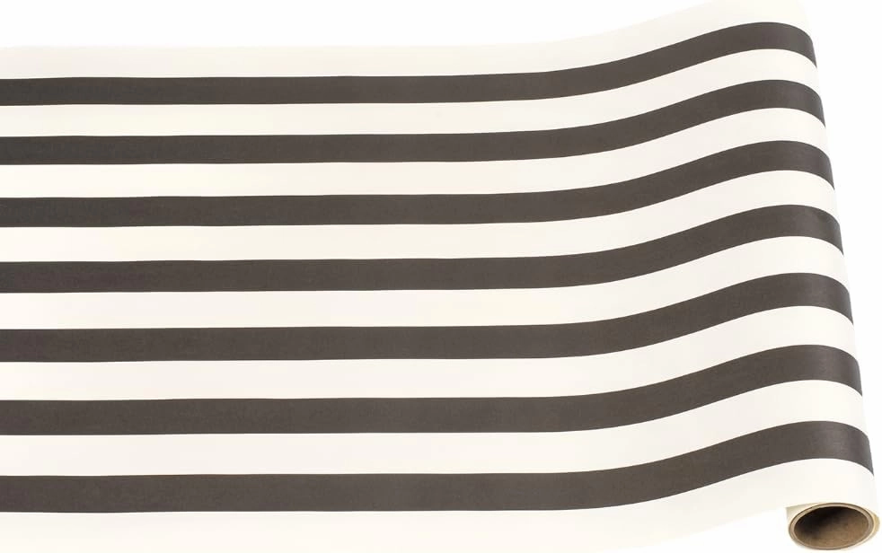Black and White Striped Paper Table Runner - 25' Long x 20" Wide