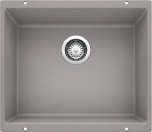 BLANCO 513429 Precis SILGRANIT Undermount Kitchen Sink, 20.88" L X 18.13" W X 7.5" D, Metallic Gray